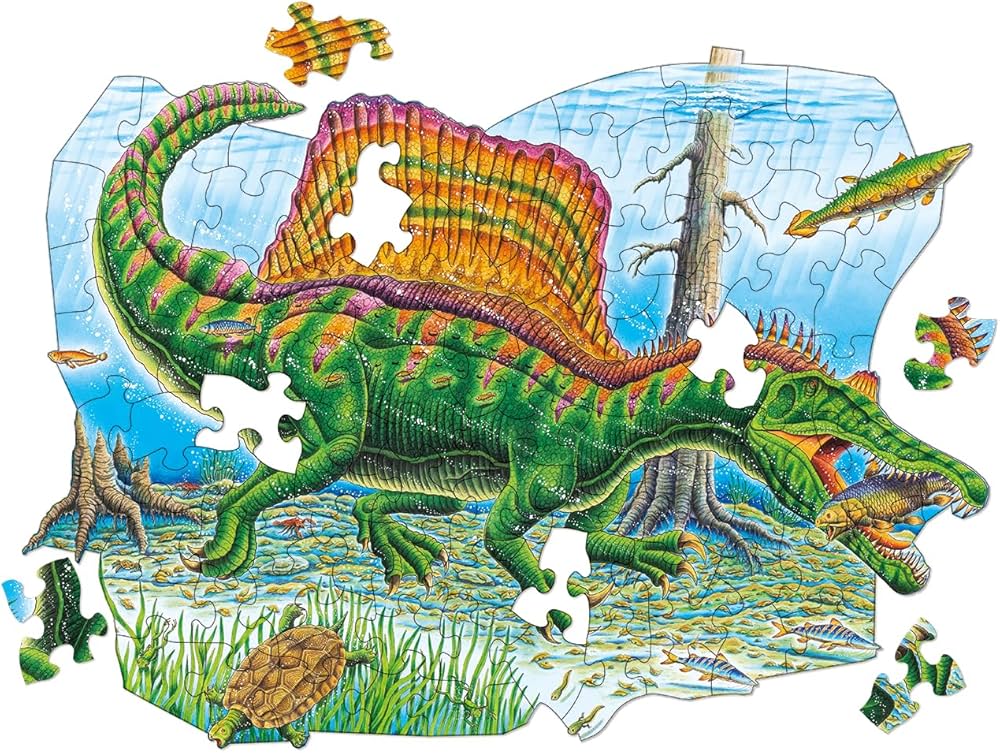 ②恐竜ジグソーパズル　スピノサウルス他20名　木額54×79㎝完成品　千　極美品 ②恐竜ジグソーパズルスピノサウルス他20名木額54×79㎝完成品千極美品